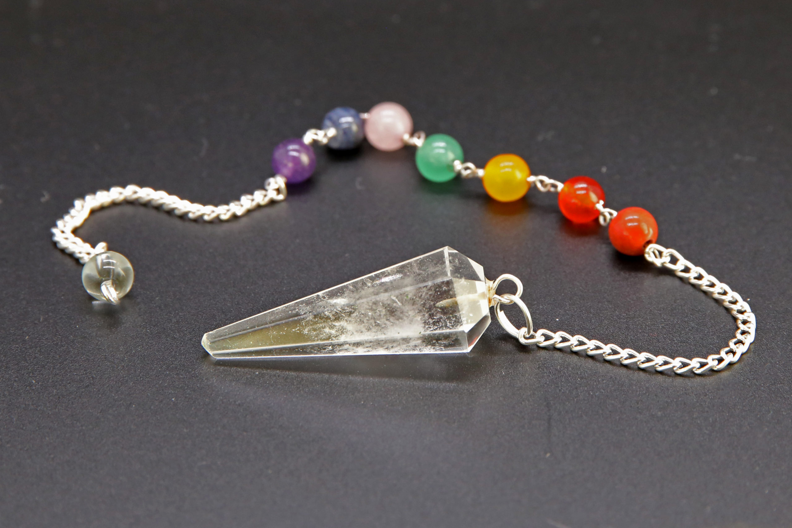 Pendel Bergkristall mit Chakra Perlen